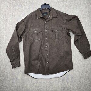 RedHead Mens Large Brown Button-Up Shirt 100% Cotton Long Sleeves Casual Style